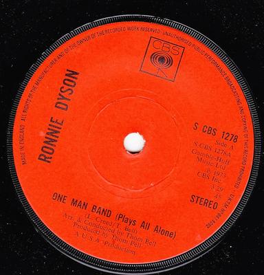 7inch Record RONNIE DYSON  One Man Band Plays All Alone  I  SCBS1278 CBS 1973 UK SoulFunk Used