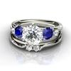 New White/Blue Zircon Stone 6 Claws Design Bridal Sets Women Rings Elegant Bridal Wedding Evening Party Finger Ring