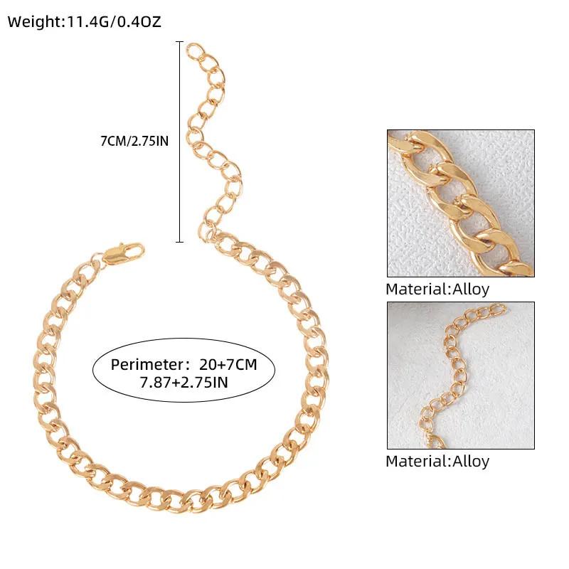 1 Stylish Punk Single-layer Cuban Alloy Ankle Chain Suitable for Party Gathering Beach Vacation Worn by Both Men and Women