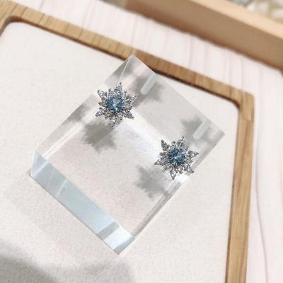925 Sterling Silber Micro Zirkon Schneeflocke Ohrstecker für Frauen Mädchen Hochzeit Weihnachten Schmuck Eh497