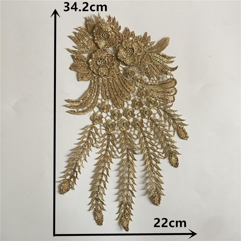 Gold I Polyester Embroidery Hollow Hot Diamond 3D Lace Flash Powder Lace Diy Decorative Clothes Clothing Accessories