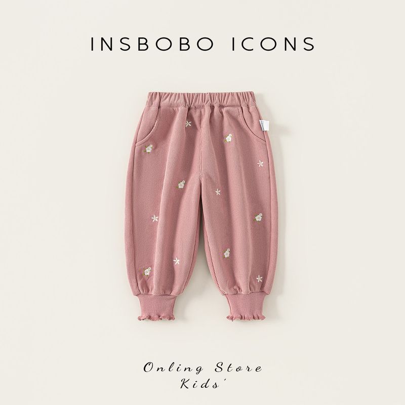 Insbobo Girls Pants 2026 Spring New Children s Clothing Stylish Casual Pants Baby Spring and Autumn Long Pants Trendy Pink 100