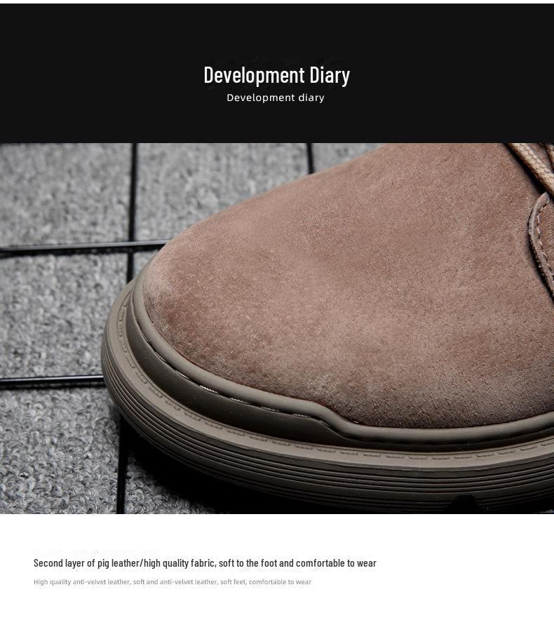 Men's Genuine Leather High-Top Martin Boots - Velvet Lined, Warm, British Style Desert Work Boots