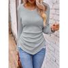 Women's Autumn and Winter Models Long-sleeved Irregular Slim V-neck Solid Colour Knitted T-shirt