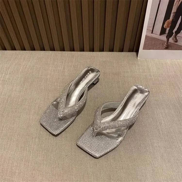 Fashion Tongs À Talon Aiguille Avec Biscuits Pour Femmes, Tongs Fouettées, Chaussures À La Mode, Nouveau Design, Été, 2024
