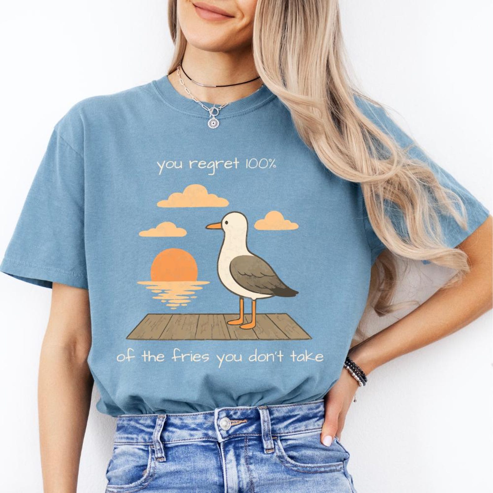 You Regret 100% Of The Fries You Don t Take shirt, Motivational, Nostalgic Quote, Fun Gift, Bird Lovers, Casual Summer Wear, Seagull Shirt, 3XL