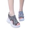 Popular summer new knitted fish mouth shoes fairy style muffin sole high heel fly wedge platform sports sandals