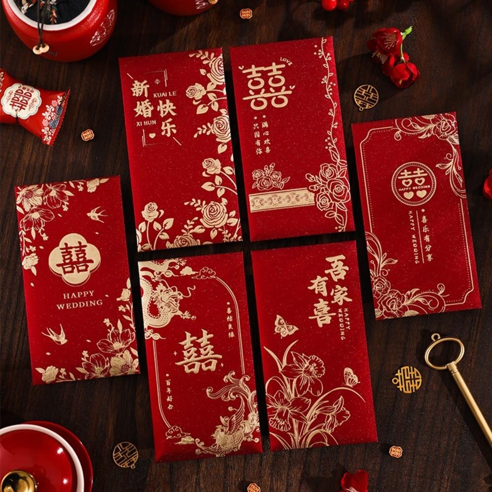 Chinese Horse Year New Year Red Envelope Hard Paper Hot Gold Chinese Money Envelopes Thickened 6Pcs Mixed Lucky Red Bag Children