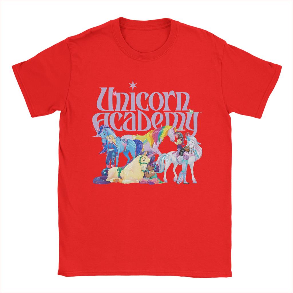 Unicorn Academy Riders T Shirt Summer  100 Cotton TShirts For Men Casual Tee Shirt Short Sleeve Y2K Funny Tops
