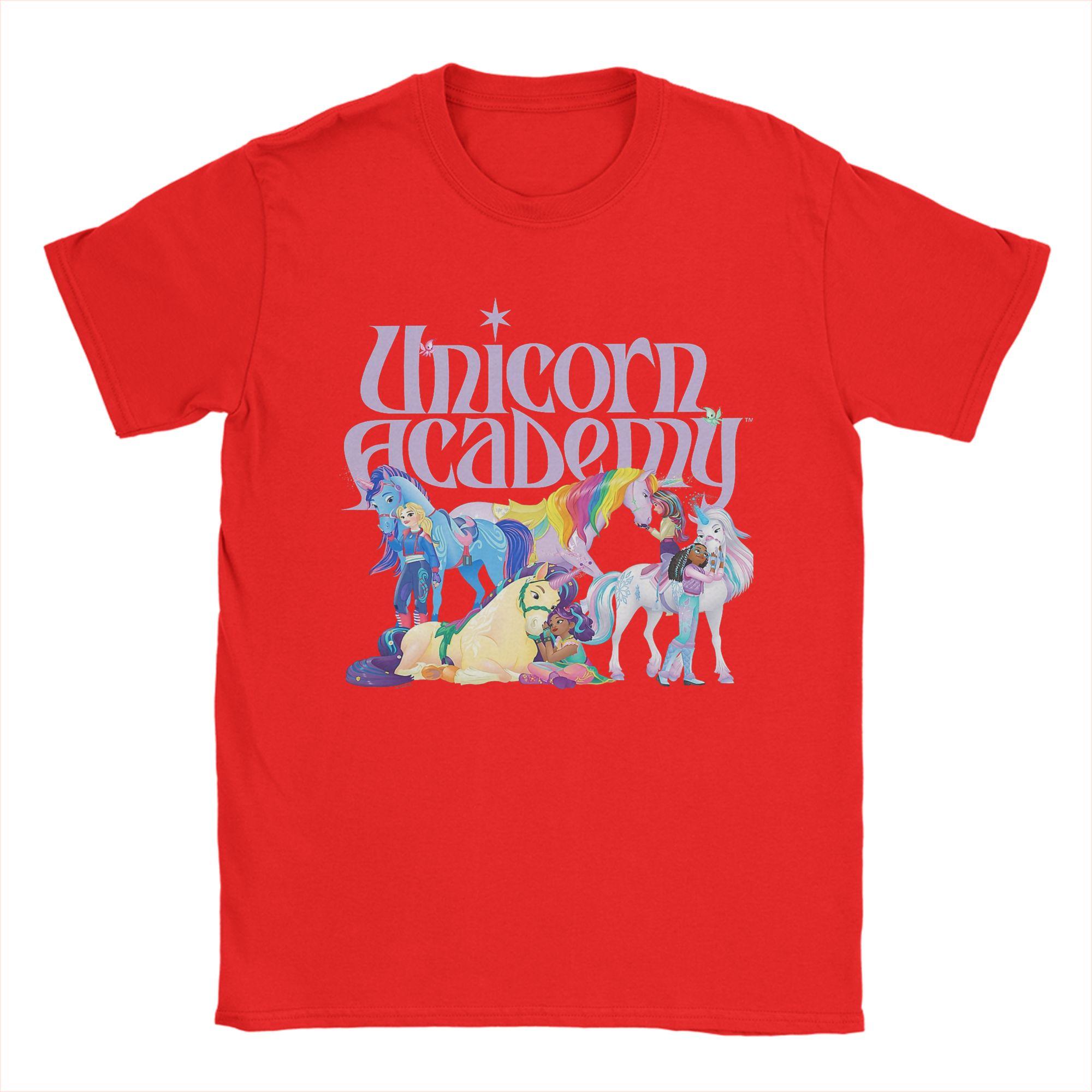 

Unicorn Academy Riders T Shirt Summer 100 Cotton TShirts For Men Casual Tee Shirt Short Sleeve Y2K Funny Tops S