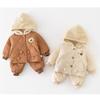 2Pcs Winter Baby Boy Fleece Inside Clothes Set Hooded Jacket+Pant Infant Toddler Child Clothing Suit Coat Baby Clothes for 1-3Y