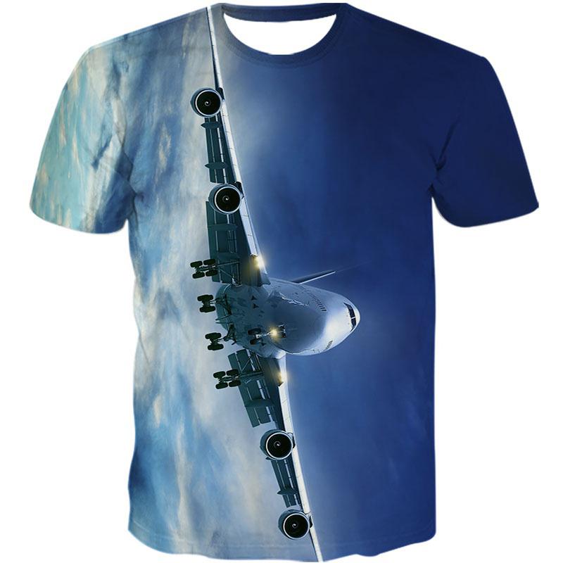 Cooles 3D-gedrucktes Kampfflugzeug-T-Shirt für Herren Sommer Flugzeugfans Freizeit Sport Fitness T-Shirts Tops Kurzarm T-Shirts