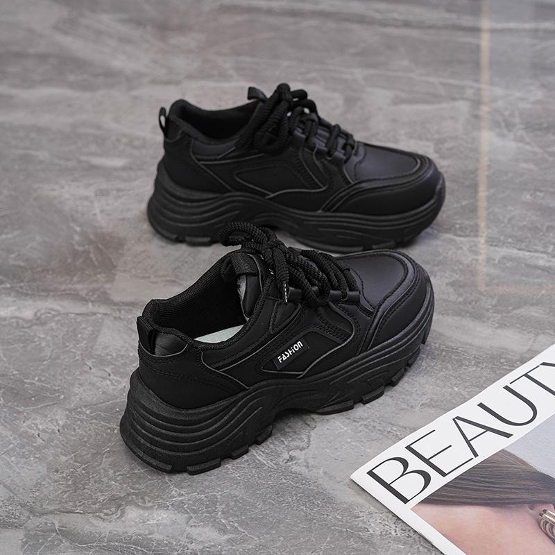 

Autumn new dad shoes ins platform single shoes sports shoes running casual shoes 35 чёрный