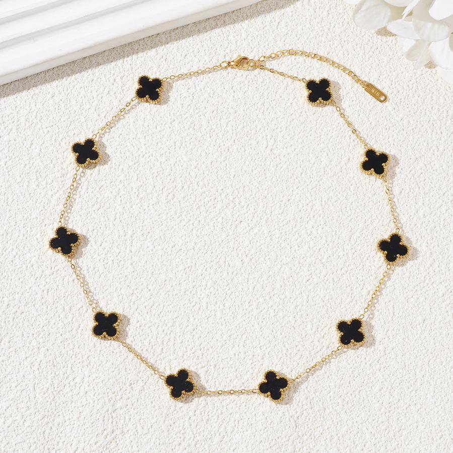 Four Leaf Clover Ten Flowers Necklace Light Luxury Sweater Chain Necklace Lucky Straw Collarbone Chain