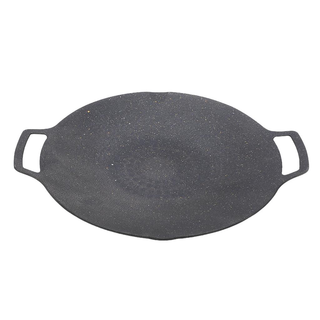 Round BBQ Grill Pan Anti Stick Coating Induction Cooker Griddle Plate for Outdoor Camping Picnic Party