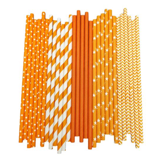 100Pcs Biodegradable Paper Straws Colorful Striped Print Food-Grade Safe Drinking Straws Party Supplies