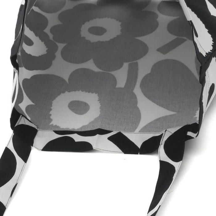 Marimekko Tote Bag Women's A4 Fabric Bag Pieni Unikko Black x White 067572 190 (43x42cm)