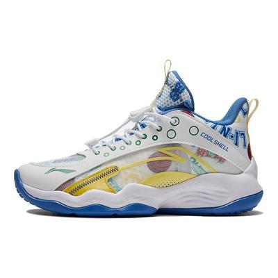 Li Ning Primary 2.5 Rutschfest Stoßdämpfend Langlebig Low-Top Basketballschuhe Kinder Sneaker Weiß Blau YKBS018-3