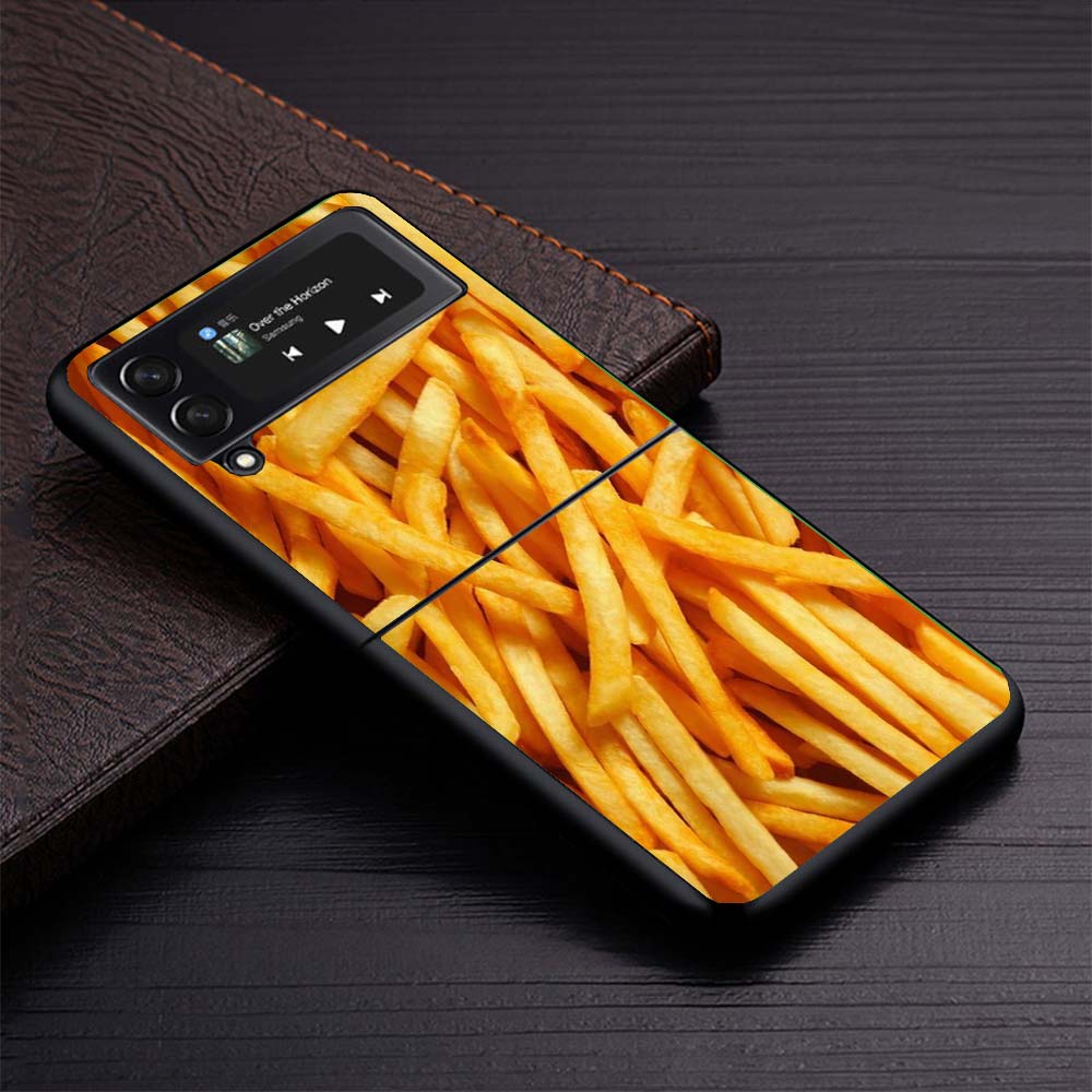 

Food French Fries Beer Cheese Phone Case for Samsung Galaxy Z Flip7 Flip6 5G Flip4 Flip5 Flip3 Black Hard Cover Z Flip 7 6 5 4 3 Samsung Z Flip 3