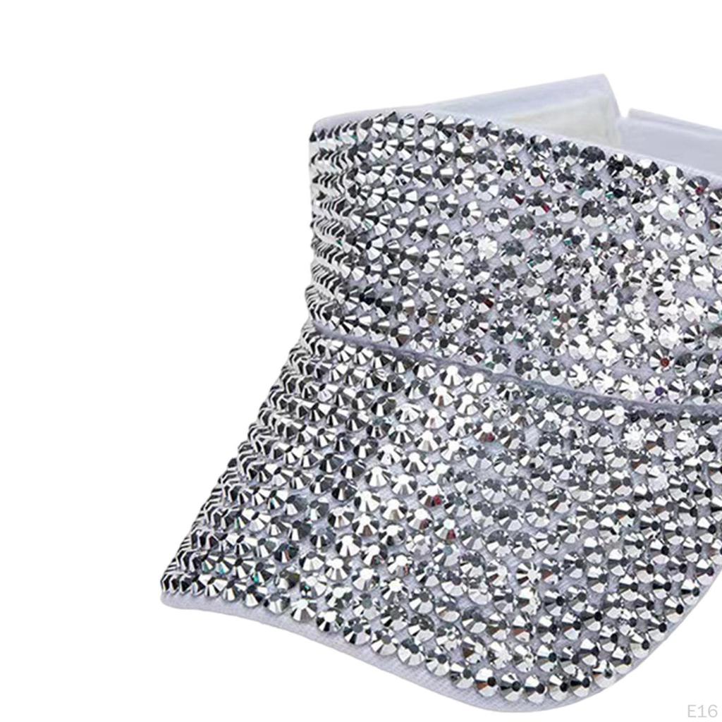Rhinestone Sport Sun Visor Hat Adjustable Summer Cap Fashion Casual Windproof Protection for