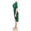 One-Shoulder Slit Midi Dress - Women's Fashion Solid Color, Europe & America Style