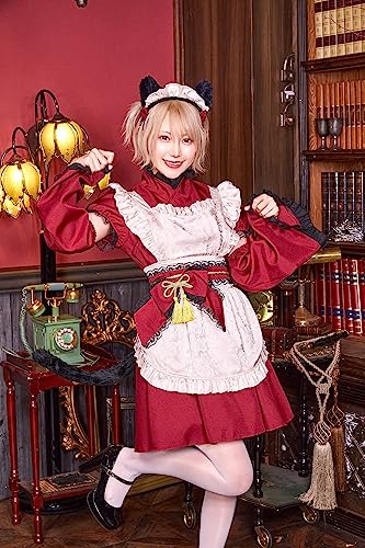 Clearstone High-Classism Halloween Cat Maid Costume for Women (Red)