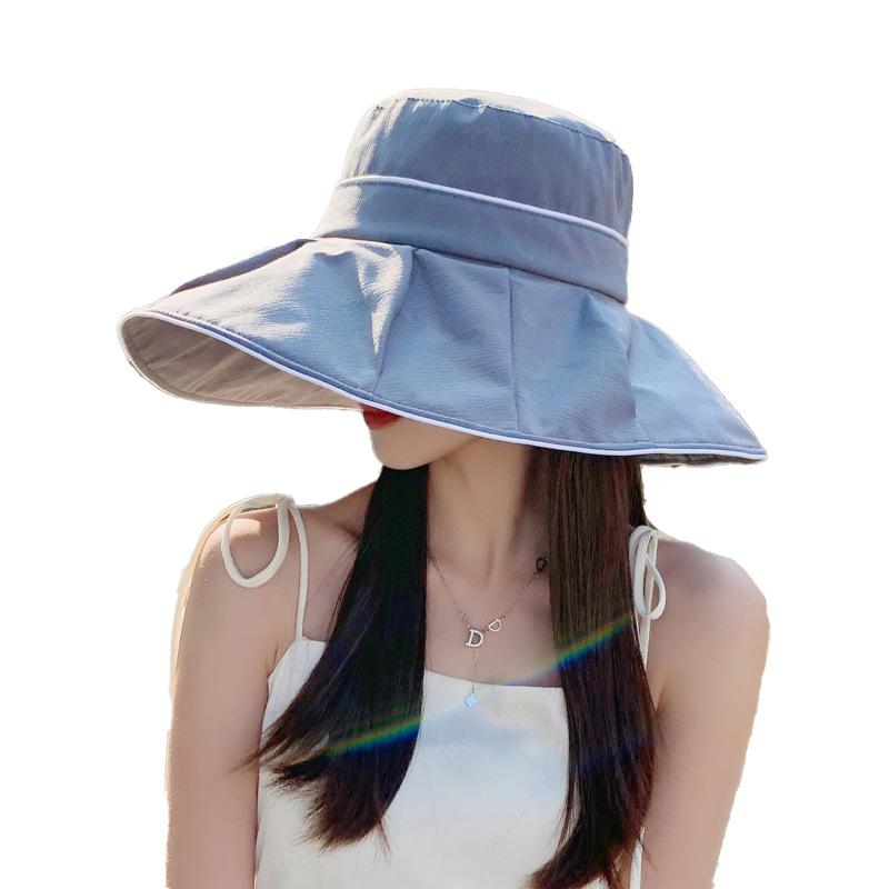 Summer Hat Women's High Quality Metal Standard Sun Protection Bucket Hat Travel Vacation Windproof Sun Hat Thin