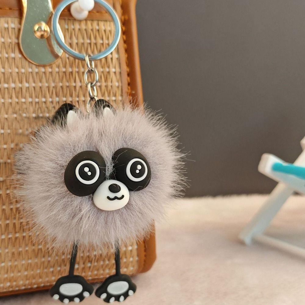 Cute Raccoon Plush Keychain Soft Charm Accessory Backpack Decorated Keying Handbag Pendant Raccoon Pendant