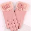 Bow Thickened Suede Gloves Soft Windproof Finger Mittens All-Match Women Anti-cold Gloves  Outdoor
