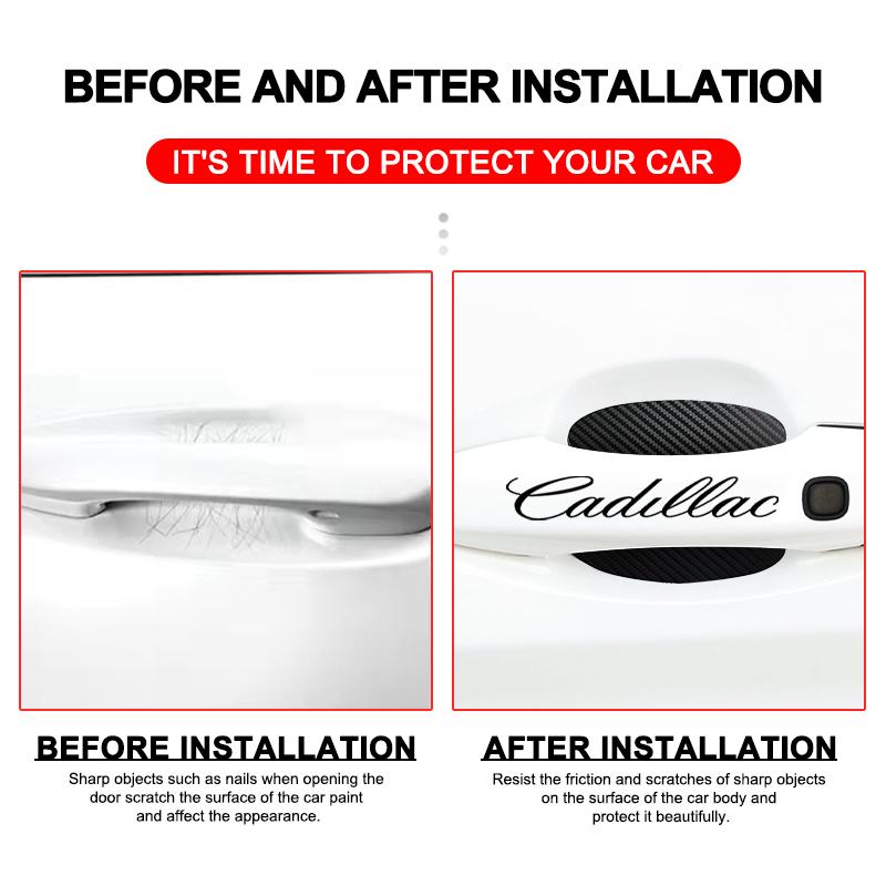 Car Door Sticker Carbon Fiber Scratches Auto Handle Protection Film For Cadillac CT5 CT6 CTS Seville ATS CT4 XTS Celestiq Ciel Escala SRX XT4 XT5 XT6