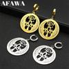 Anka Cross Egyptian Eye of Horus Hoop Earrings for Women Stainless Steel Gold Color Egypt Blue Eyes Earring Jewelry E8074S02