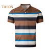 Men Striped Lapel Tee Casual Short Sleeve Golf Tee Shirt Business Collared T-Shirt Top for Sports Golf Travel Office Parties Daily Wear