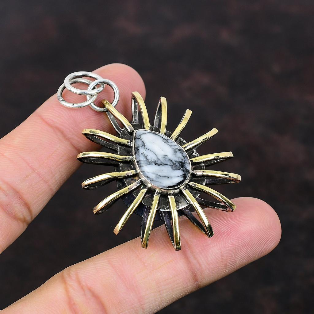 Pinolith Jasper Pendant 925 Sterling Silver Pendant 18K Gold Plated Pendant Handmade Cage Jewelry Very Pretty Gemstone Pendant Gift For Girl