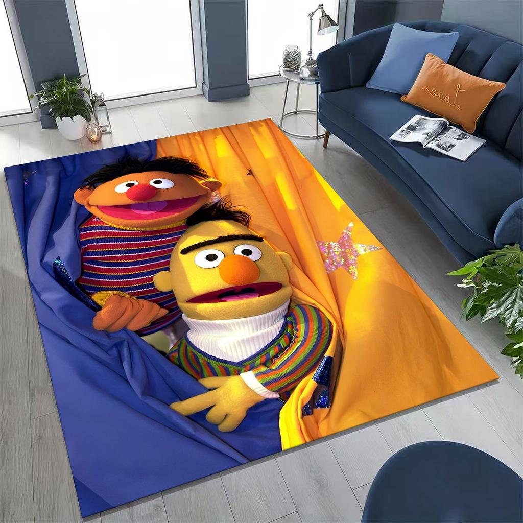 3D S-Sesam Cartoon Kunst Teppich für Schlafzimmer Wohnzimmer Sofa Zuhause Fußmatte Dekor,Große Kinder Spiel Rutschfeste Bodenmatte