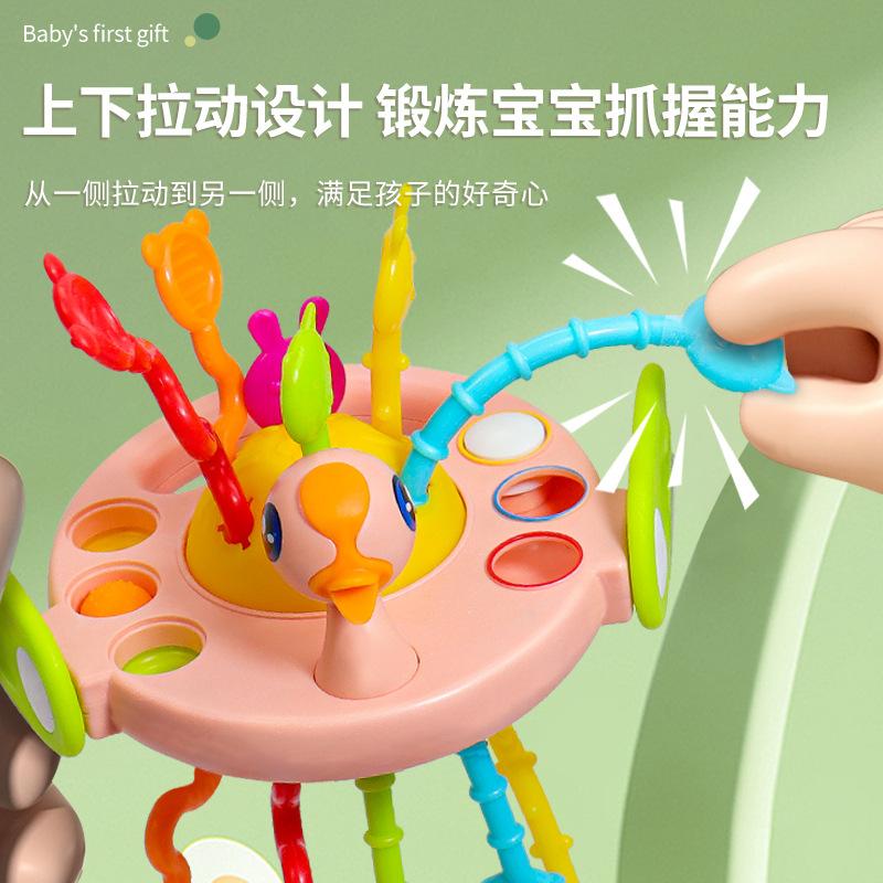 Cute Duckling Astronaut Model Pumping Toy, Boiled Toothpaste Rattle Toy Lala Music