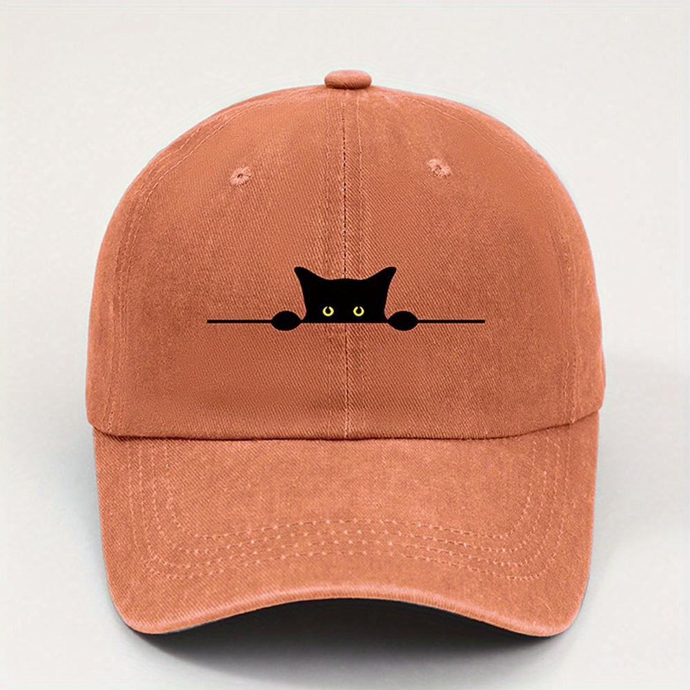 cute black cat printed baseball cap for Unisex and Women washable casual outdoor caps breathable for summer student sun hat