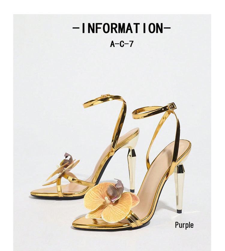 Women's 3D Floral Ankle Strap Stiletto Sandals - Fashion Party High Heels