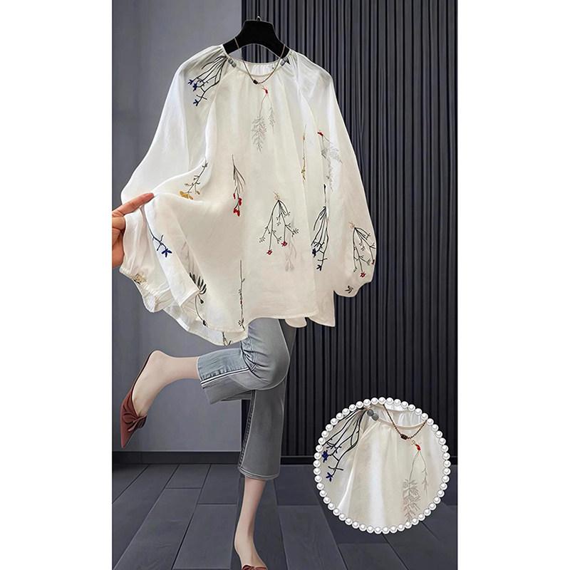 2026 French Light Luxury Elegant Embroidered Loose Plus Size Long Sleeve Women s Shirt 3XL
