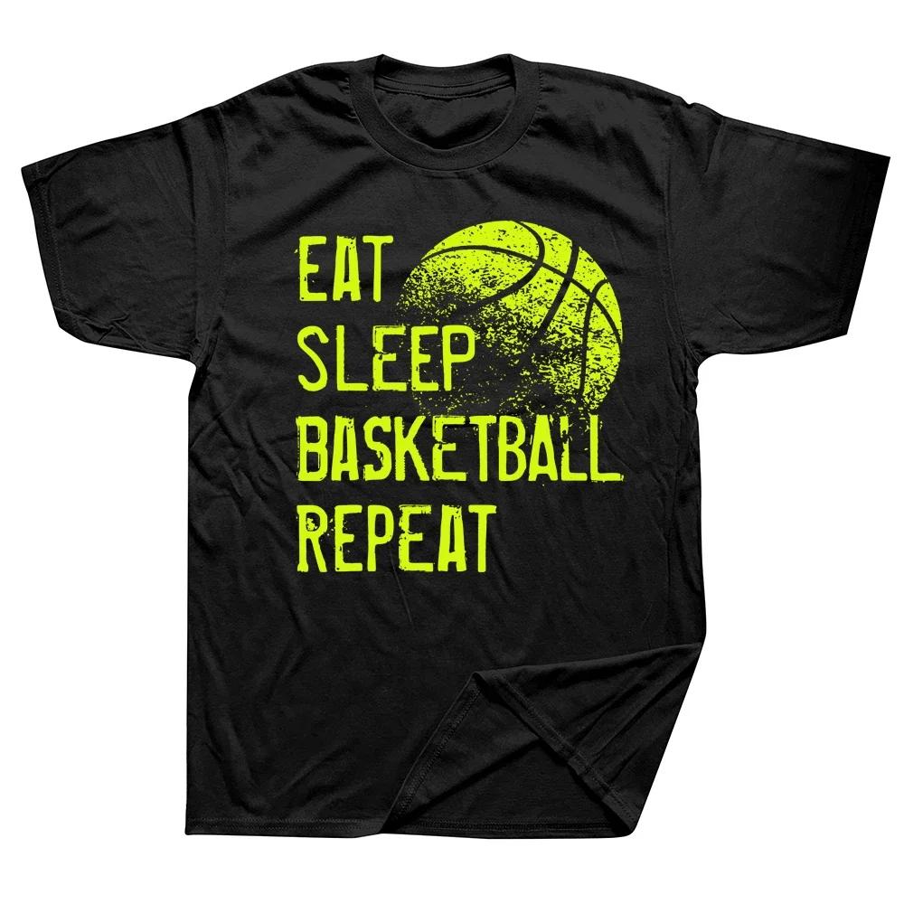 2025 Graphic Streetwear Short Sleeve Birthday Gifts Summer T-shirt Mens Clothing Funny Eat Sleep Basketball Repeat T Shirts