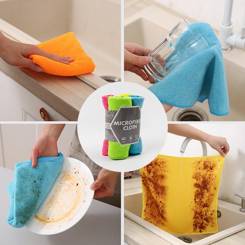 TEMU Kitchen Sponge & Dishcloth Set - High-Density Microfiber, Non-Oily 