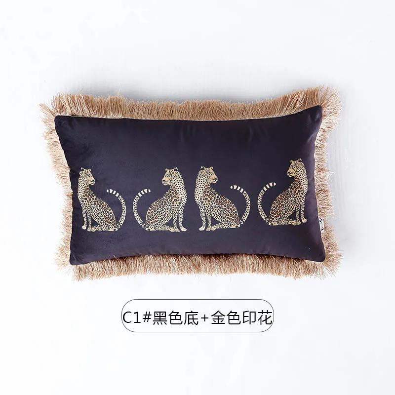 Amerikansk Luksusstil Leopard Gull Dusk Putevar Dekorativt Hjem Putetrekk Bohemsk for Seng Stue Sofa Putevar