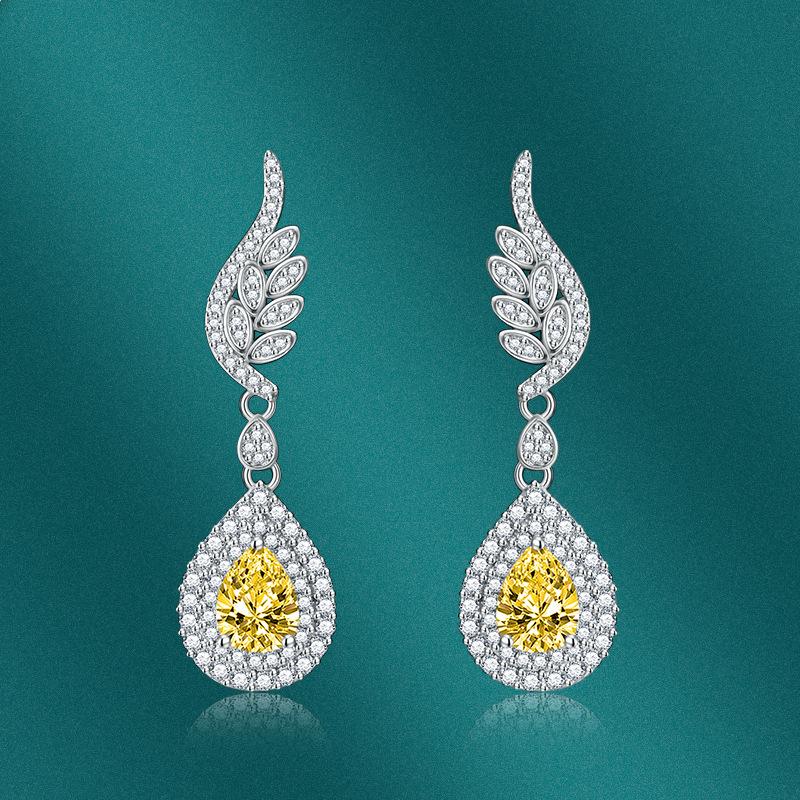 BELLA BOX Longues Boucles d'Oreilles Pendantes Plume Dame Luxe Mariage Fiançailles Bijoux Cadeaux