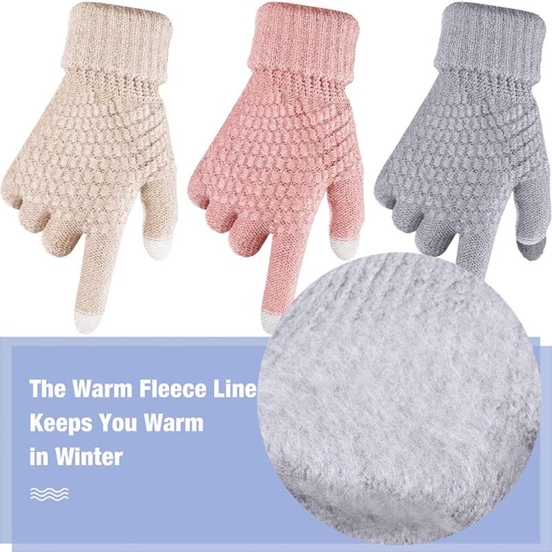 Winter Touchscreen Handschuhe Damen Herren Warm Stretch Strick Fäustlinge Imitatwolle Vollfinger Guantes Häkeln Luvas Verdicken Handschuhe