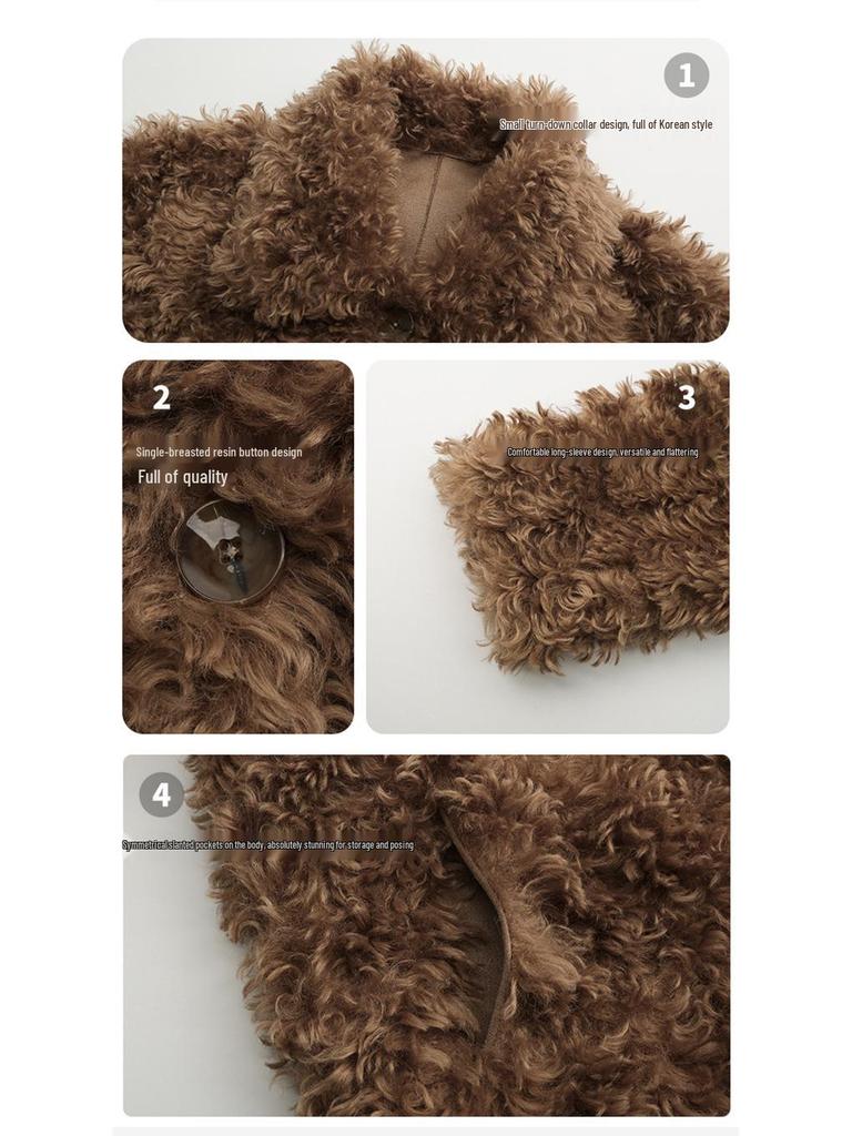 Women's Trendy Multicolor Teddy Bear Fur Coat – Long & Short Plush Lamb Wool for Autumn/Winter