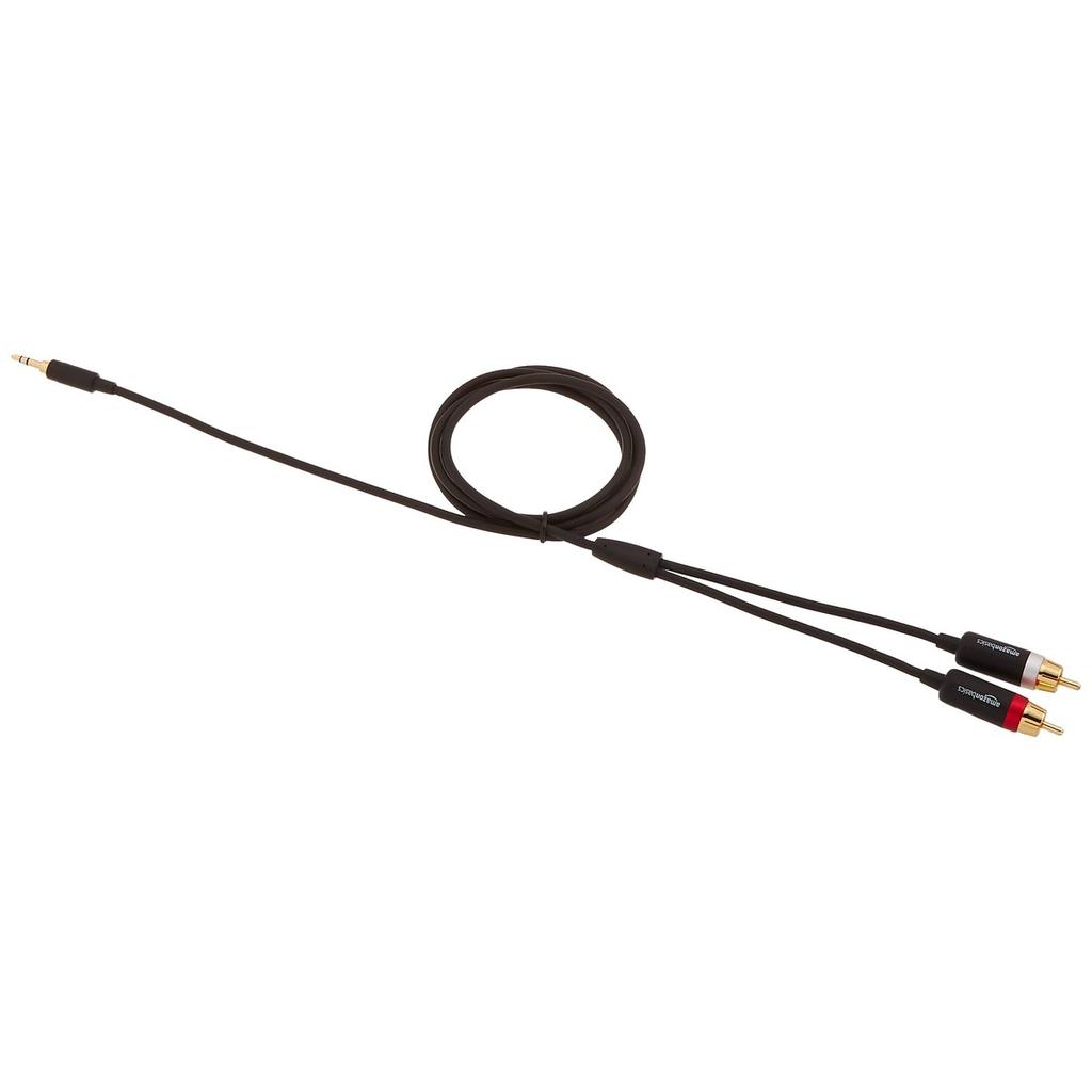 RCA Adapter Audio Cable, Amazon Basics 1.2m (3.5mm Aux to 2RCA) for Active Speakers