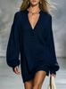 European and American Casual Elegant V-Neck Solid Knit Sweater Mini Skirt (2026 Edition)