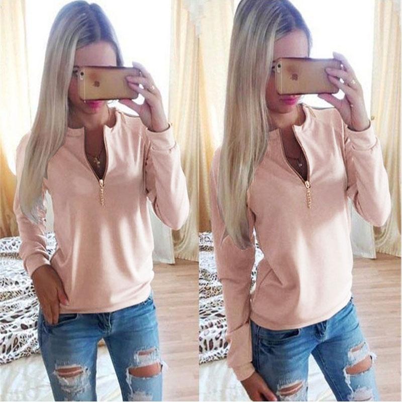 Elegant Women V Neck Casual Sweatshirt With Long Sleeves And Timeless Style