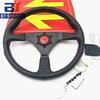Italy V1 14inch 350mm Steering Wheel Flat Deep Dish Leather JDM Racing Sport With Horn Button With Logo