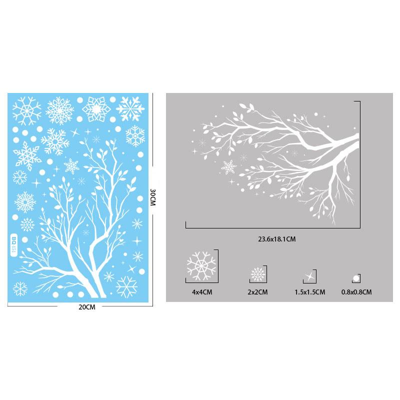 Christmas Winter Snowflake Stickers Santa Claus Xmas Tree Branch Window Glass Sticker Merry Christmas Decor Happy New Year