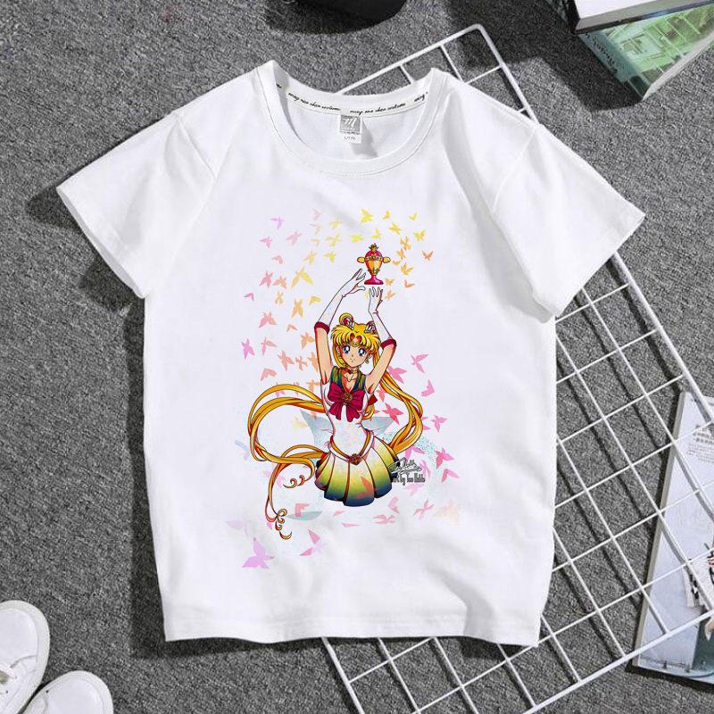New Childrens Shortsleeved Tshirt with Japanese Anime Beauty Warrior Print  A Familyfriendly Top